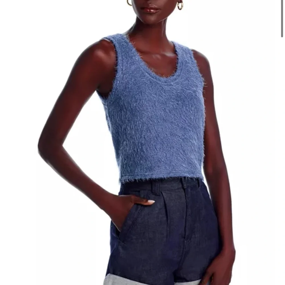 AQUA Eyelash Knit Tank Top and V Neck Cardigan - Picture 5 of 8